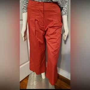 Alex Marie Wide Leg Crop Pleated Tigerlily Orange High Rise Stretch NWT Pants 4